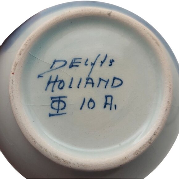 Vintage Delft Blue Handpainted Windmill Pastoral Ceramic Pitcher & Basin Holland - Picture 9 of 14